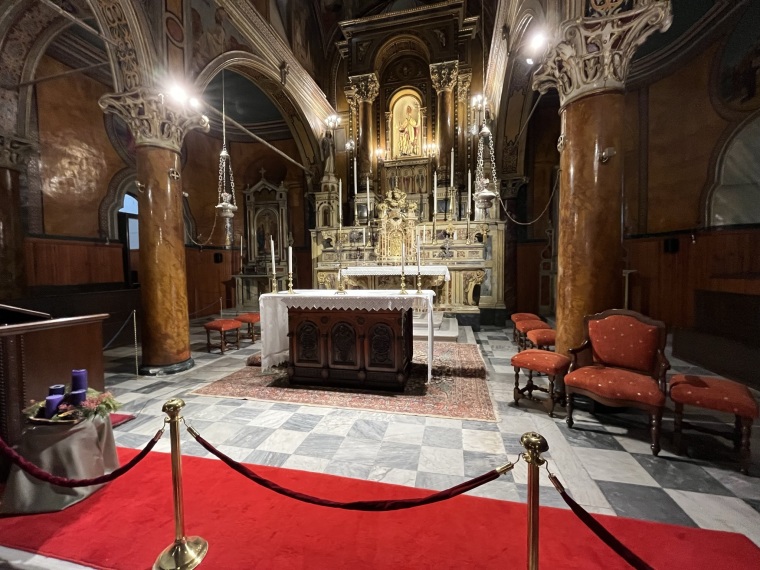 The altar of the Saint Polycarp Church in Izmir, Turkey.