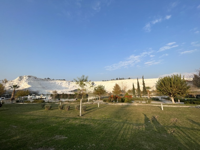 The Hierapolis-Pamukkale, a UNESCO World Heritage Site, in Denizli, Turkey, is derived from springs in a cliff almost 200 m high overlooking the plain, calcite-laden waters have created at Pamukkale (Cotton Palace), made up of mineral forests, petrified waterfalls and a series of terraced basins, according to UNESCO.