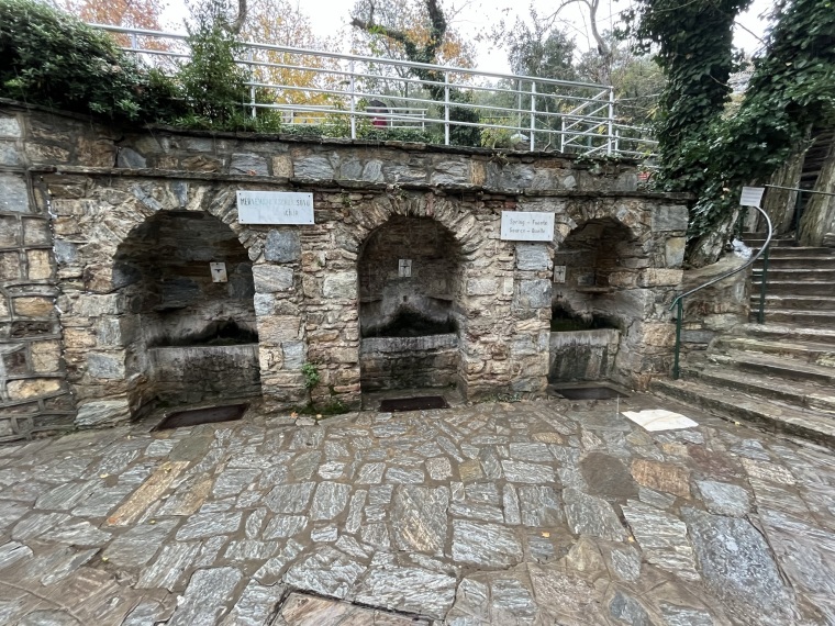Visitors to the Ephesus House of Mary in Izmir, Turkey, sometimes collect spring water thought to be holy from these taps.