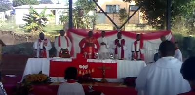 A communion service held by clergy of the Evangelical Lutheran Church in Southern Africa in 2014.