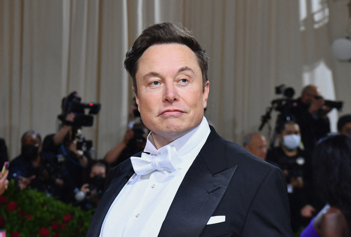 Elon Musk arrives for the 2022 Met Gala at the Metropolitan Museum of Art on May 2, 2022, in New York. The Gala raises money for the Metropolitan Museum of Art's Costume Institute. The Gala's 2022 theme is 'In America: An Anthology of Fashion.'