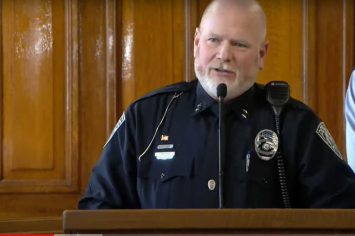 Police Chief James Fry holds a press conference on Dec. 30, 2022, after the arrest of a suspect in a case involving four murdered University of Idaho students