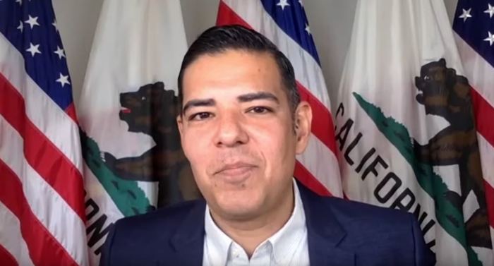 Rep.-elect Robert Garcia in a screenshot from a 2021 video message.