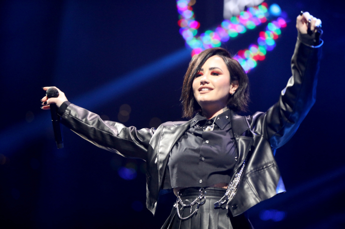 Demi Lovato performs on stage during iHeartRadio KISS108's Jingle Ball 2022 Presented by Capital One at TD Garden on Dec. 11, 2022 in Boston, Massachusetts. 