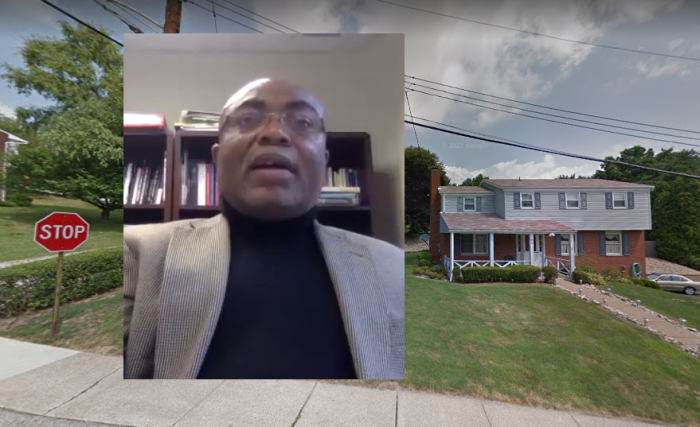 Marinus C. Iwuchukwu (inset), an associate professor of theology at Duquesne University, was found dead inside his home (pictured) along with a woman in Pittsburgh, Pa., in what police say is an apparent murder-suicide.
