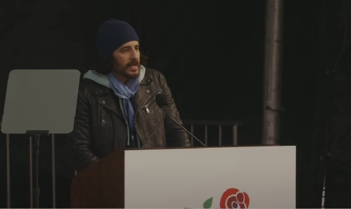 Jonathan Roumie, who plays Jesus Christ in 'The Chosen,' speaks at the March for Life at the National Mall in Washington, D.C., on Friday, Jan. 20, 2023.