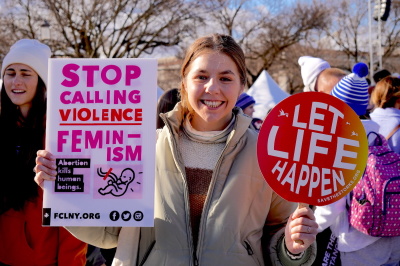 A pro-lifer at the March for life in Washington, D.C., on January, 20, 2023. 