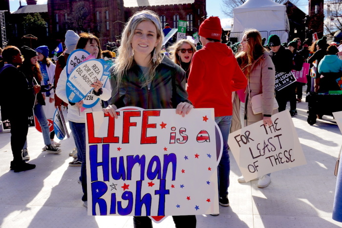 Pro-lifer at the March for Life in Washington, D.C., on Jan. 20, 2023. 