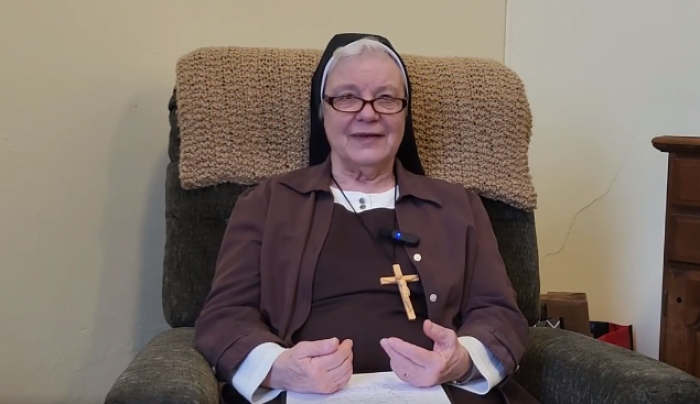 Sister Mary Johnice, director of the Response to Love Center in Buffalo, New York, discusses how she thwarted a burglary at the ministry in a Facebook video posted on Jan. 19, 2023. 