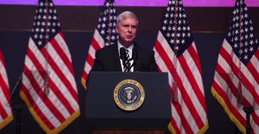 Pastor Jim Cymbala of The Brooklyn Tabernacle in Brooklyn, New York, gives remarks at the National Prayer Breakfast in Washington, D.C., on Feb. 2, 2023.