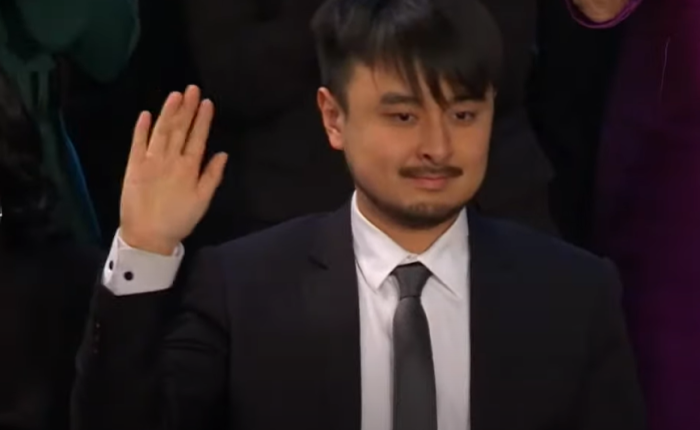 Brandon Tsay, who confronted the perpetrator of a mass shooting at a Lunar New Year's celebration in Monterey Park, California, attends the State of the Union address in Washington, D.C., on Feb. 7, 2023.
