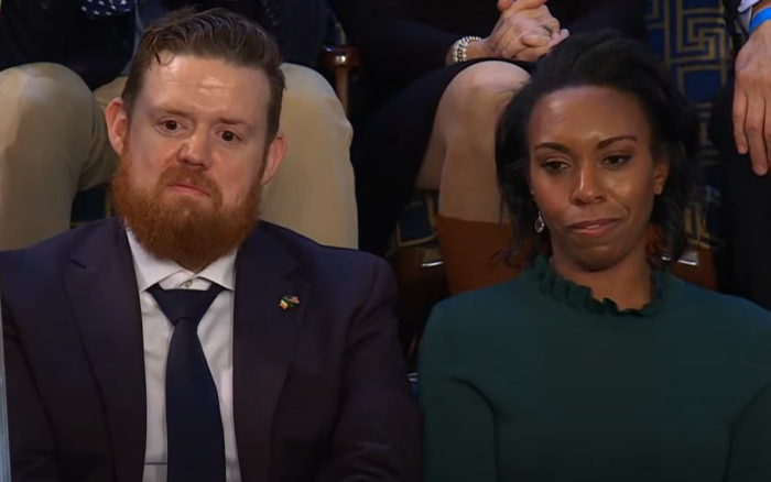 Maurice and Kandice Barron, whose daughter survived a rare kidney cancer, attend President Joe Biden's State of the Union address in Washington, D.C., on Feb. 7, 2023.