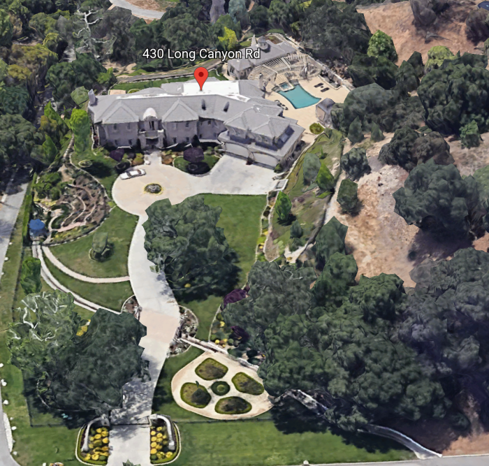 A satellite view of Peter Popoff's mansion in Bradbury, Calif.