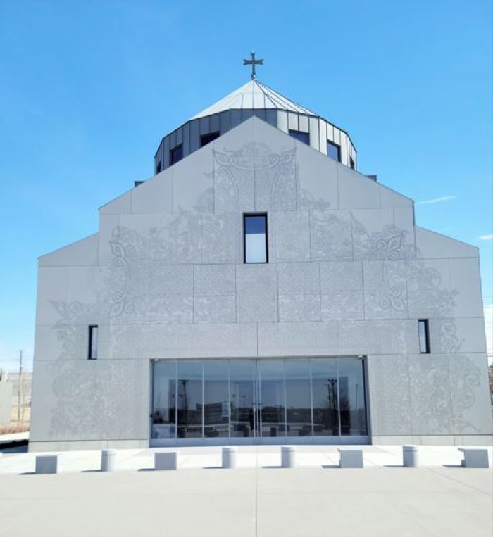 The walls of the sanctuary are engraved with 1.5 million circular icons, each of them uniquely designed as a testimony to the lives lost in the Armenian Genocide.