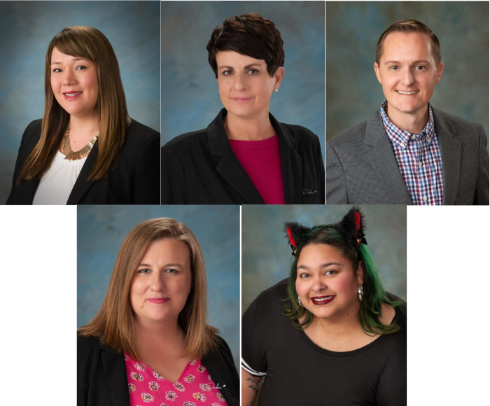 Members of the governing board of the Washington Elementary School District in Arizona (clockwise from top left): Nikkie Gomez-Whaley, president; Jenni Abbott-Bayardi, vice president; Kyle Clayton, Tamillia Valenzuela, and Lindsey Peterson.
