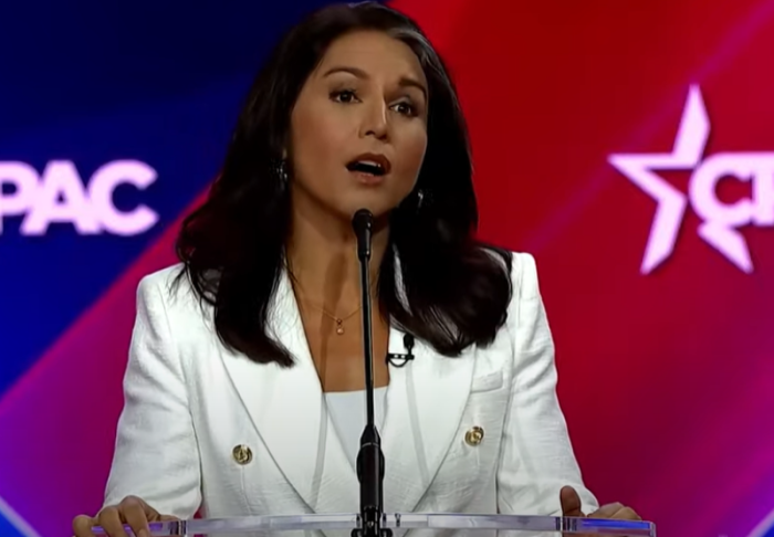 Former Democratic presidential candidate Tulsi Gabbard speaks at the Conservative Political Action Conference in National Harbor, Maryland, Mar. 4, 2023.