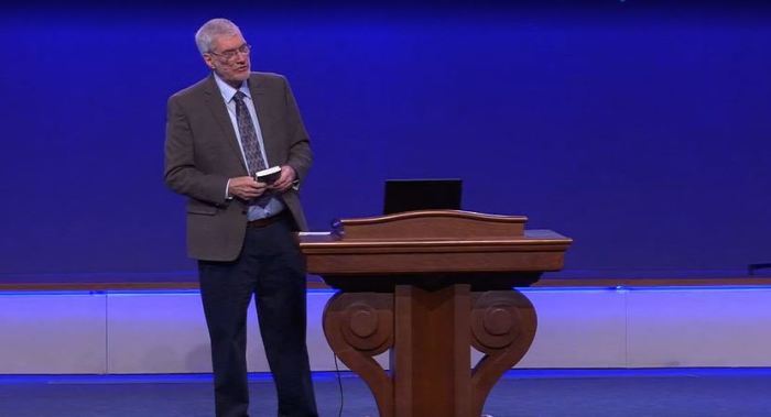 Ken Ham speaking at First Baptist Dallas on March 5, 2023.