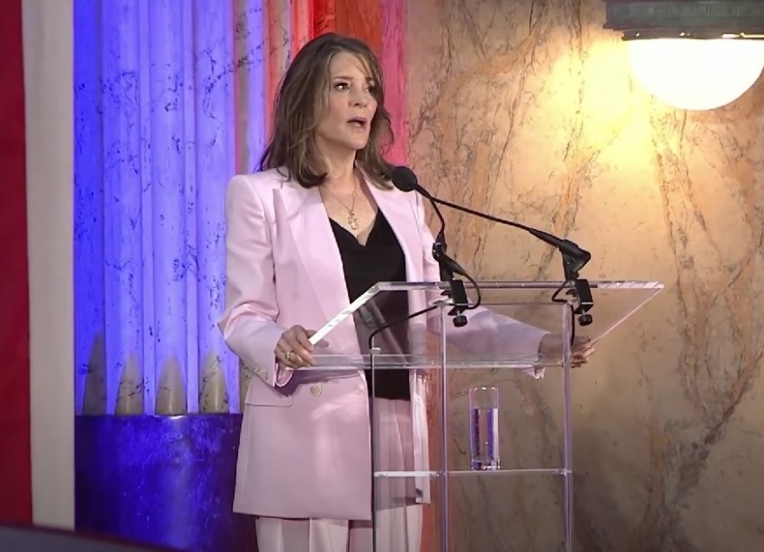 Marianne Williamson announces her candidacy for president at Union Station East Hall in Washington, D.C., on Saturday, March 4, 2023.