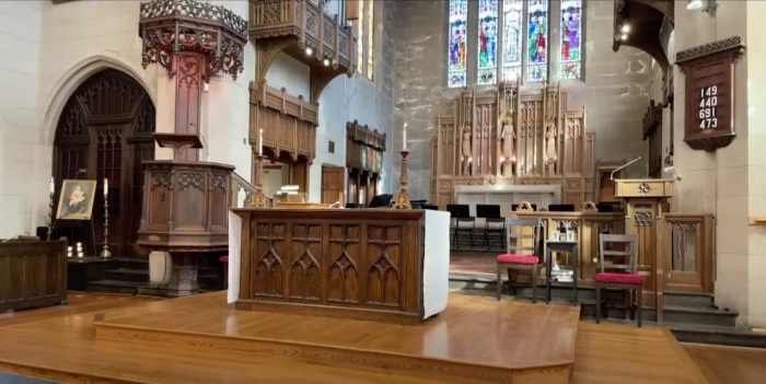 The sanctuary of Trinity Episcopal Church of Asbury Park, New Jersey. 