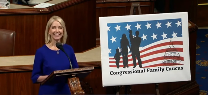 Rep. Mary Miller, R-Ill., announces the formation of the Congressional Family Caucus on the floor of the United States House of Representatives, March 7, 2023.