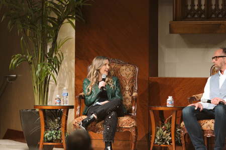 Julia Jeffress Sadler, bestselling author of “Pray Big Things,” licensed professional counselor and the Next Gen Minister at First Baptist Dallas (left), and Jeff Myers, Ph.D. (right), the president of Summit Ministries and co-author of the book,