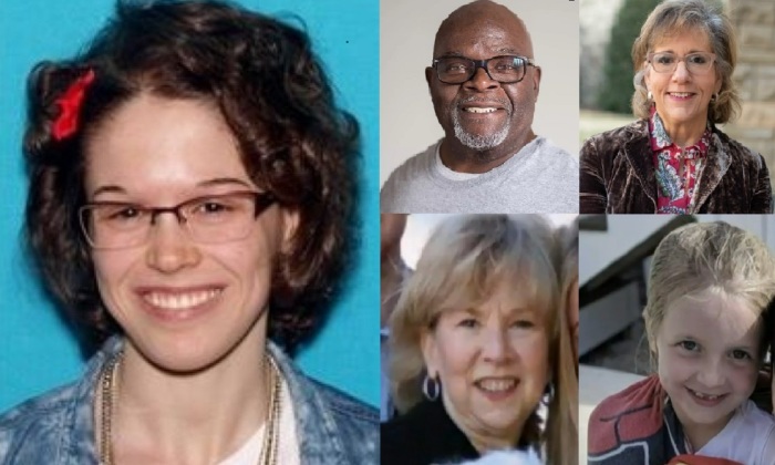 Trans-identified woman Audrey Elizabeth Hale (L), 28, fatally shot three adults and three children at The Covenant School in Nashville, Tennessee, on March 27, 2023. Among her victims are (clockwise L-R), Mike Hill, 61; Katherine Koonce, 60; Hallie Scruggs, 9; and Cynthia Peak, 61. Other victims not pictured are 9-year-old students Evelyn Dieckhaus and William Kinney.