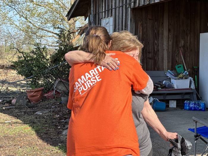 Volunteers with Samaritan's Purse help with relief efforts in Rolling Fork, Mississippi, on March 27 after a tornado tore through the state on March 24. 