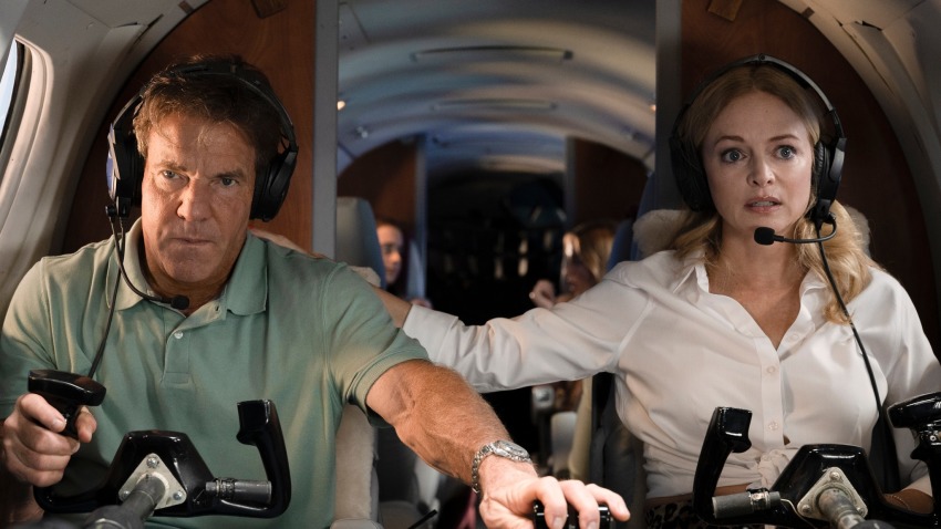 Dennis Quaid and Heather Graham in a scene from the film "On a Wing and Prayer." 