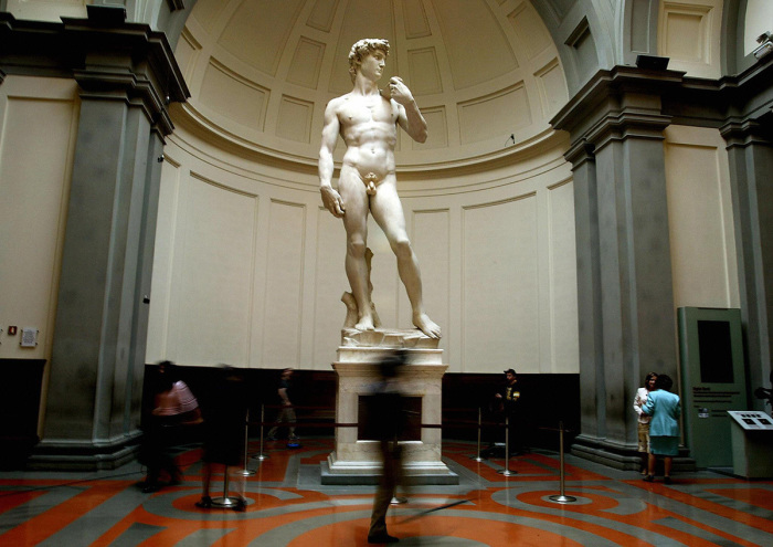 Michelangelo's famous marble statue of 'David' is pictured at Florence's Accademia Gallery in Italy. 