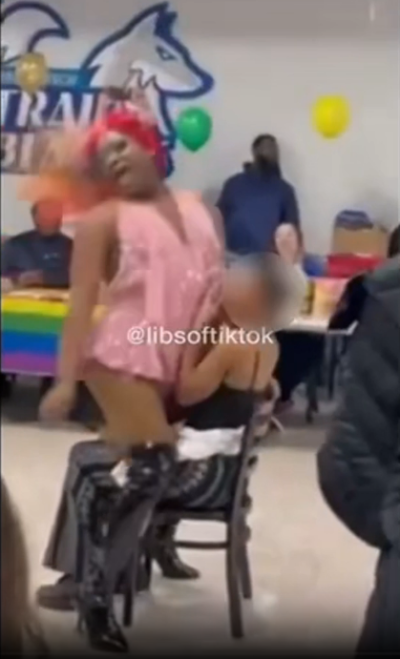 Drag queen performs lap dance on student and gyrates in front of