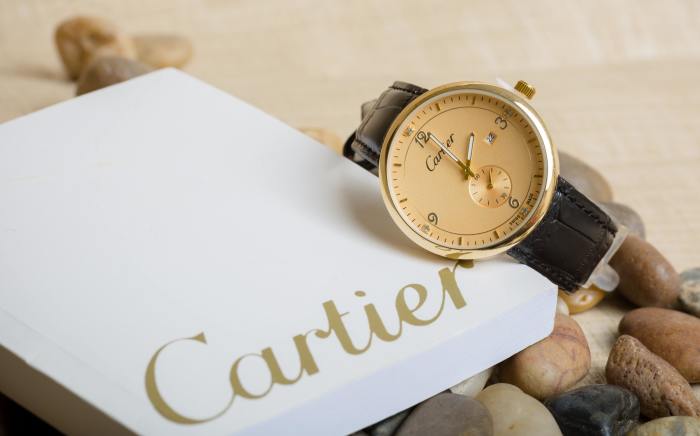 A watch from the luxury brand Cartier.