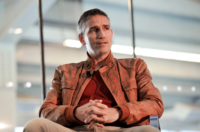 Jim Caviezel speaks on stage during Beyond Sport United - Workshops & Panels at Yankee Stadium on June 11, 2014, in the Bronx borough of New York City.