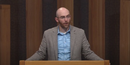 Joe Rigney, a pastor and president of Bethlehem College and Seminary of Minneapolis, Minnesota, offers remarks in a 2021 speech.