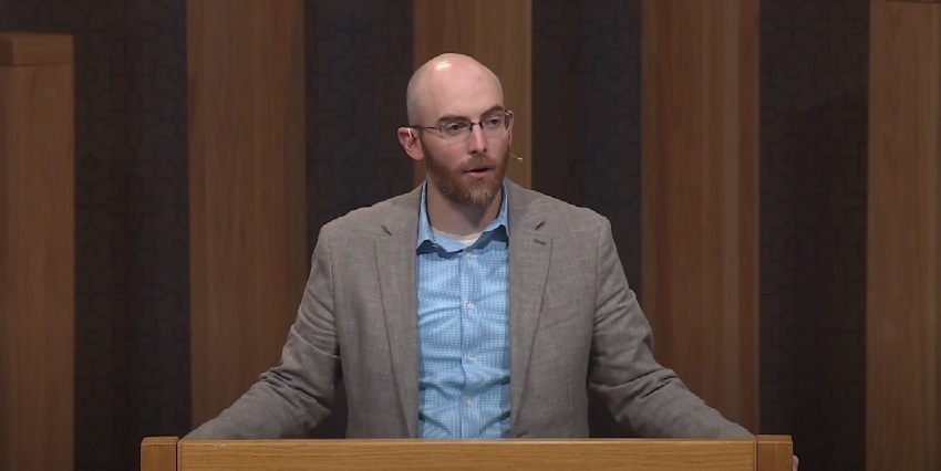 Joe Rigney, a pastor and president of Bethlehem College and Seminary of Minneapolis, Minnesota, offers remarks in a 2021 speech.
