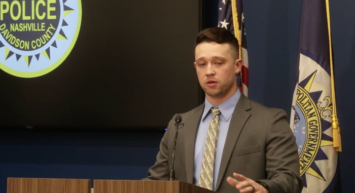Nashville police detective Michael Collazo discusses the Nashville school shooting that took place on March 27, 2023, during a press conference on April 4, 2023. .