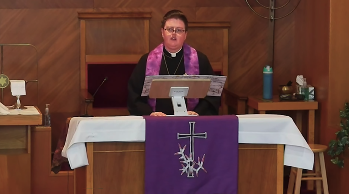 Trans-identified Lutheran pastor who goes by the name Micah Louwagie.