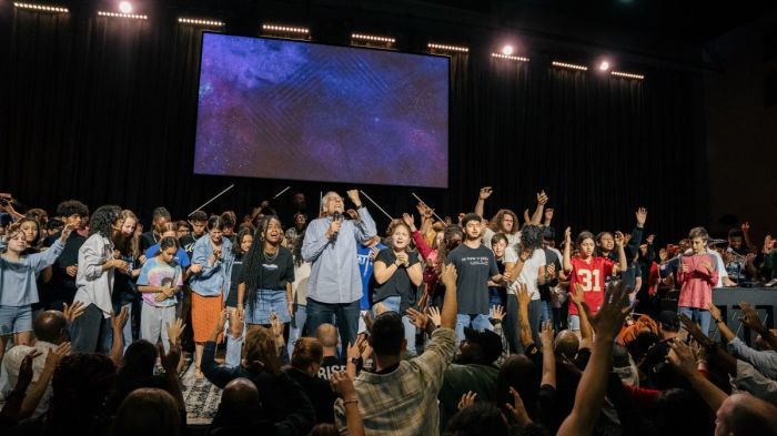 Michael Brown with youths at Arise Church in Tampa, Fla. 