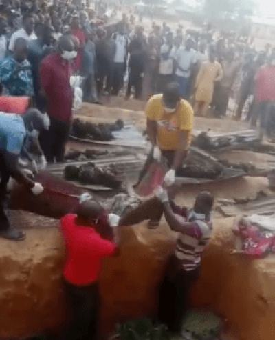 Burial of bodies of 33 Christians in Ruji village, Kaduna state, Nigeria, on Monday, April 17, 2023. 