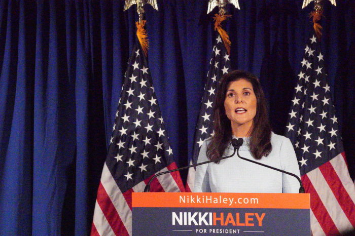 Republican presidential candidate Nikki Haley gives a speech about abortion at the headquarters of the pro-life group Susan B. Anthony Pro-Life America in Arlington, Virginia, Apr. 25, 2023.