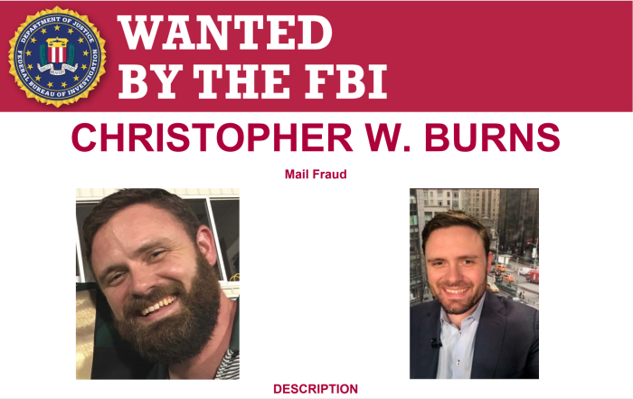 Christopher Burns, a former Perimeter Church youth pastor turned financial advisor, is wanted by the FBI for defrauding dozens of investors of millions of dollars.