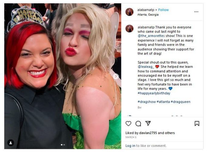 An Instagram screenshot of a North Point ministry leader and a drag performer.