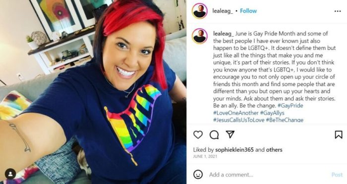 An Instagram screenshot of North Point ministry leader LeAnn Legan celebrating Gay Pride Month.