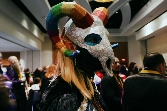 People attend a 'Satanic Ball' at SatanCon on April 28, 2023, in Boston, Massachusetts. SatanCon, which is hosted by the Satanic Temple, claims to be the largest satanic gathering in history. Numerous Christian groups protested outside of the sold out event. SatanCon featured satanic rituals, entertainment and discussion panels. 