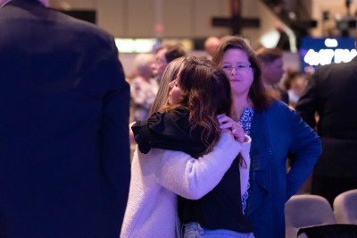 Members of the Allen community mourn the deadly shooting during a prayer vigil at Cottonwood Creek Church in Allen, Texas, on May 7, 2023. 