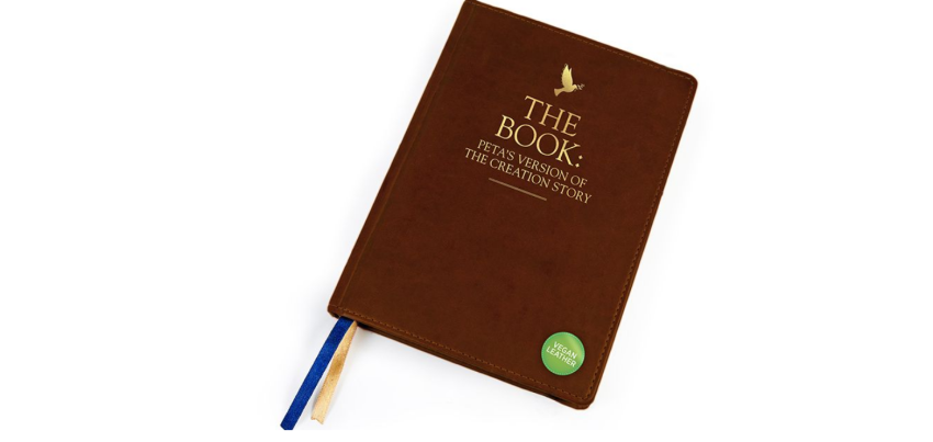 A screenshot of "The Book: PETA’s Version of the Creation Story." 