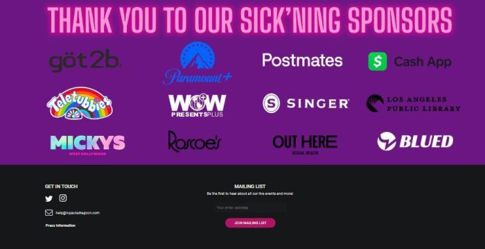 A screenshot of sponsors for the DragCon 2023 event in Los Angeles.