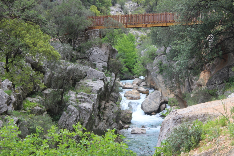 A bridge over the Yazili Canyon in Isparta, Turkey.