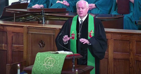 Bishop David Graves of The South Georgia Conference of The United Methodist Church speaking at Valdosta First United Methodist Church of Valdosta, Georgia, Sept. 18, 2022.