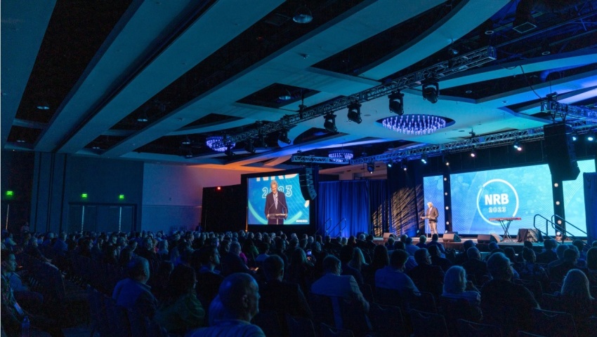 The Rev. Franklin Graham speaks at the National Religious Broadcasters convention in Orlando, Florida, on Monday, May 22, 2023.