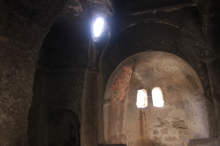 Inside a church carved out of rock at the ancient settlement of Kilistra near the village of Gökyurt in Konya, Turkey.